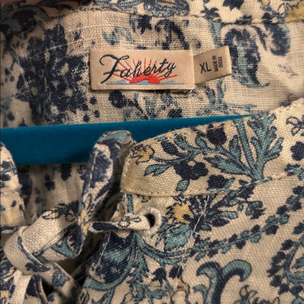 Faherty Womens Salinas flowy top 100% linen XL - Picture 3 of 6